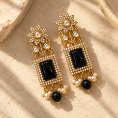 Noir Gul Earrings – Black Onyx-Inspired Statement Earrings