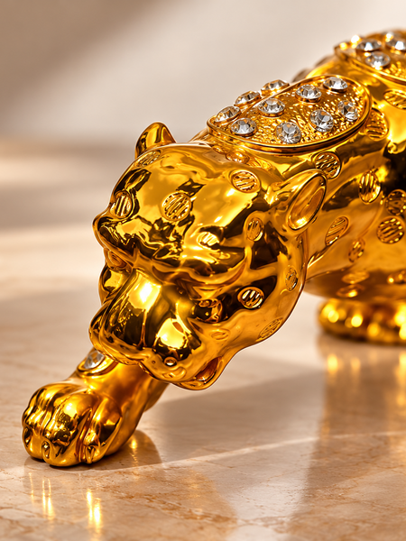 Regal Prowl Gold Panther Sculpture