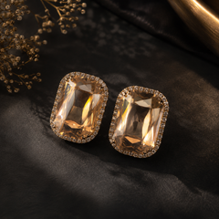 Champagne Radiance Emerald-Cut Stud Earrings