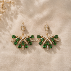 Ziya Emerald Fan Earrings