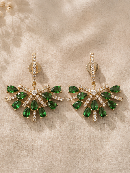 Ziya Emerald Fan Earrings