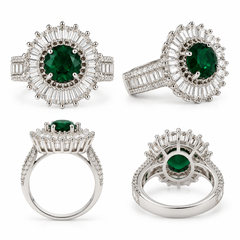 Zoya Emerald Halo Statement Ring