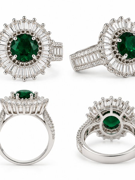 Zoya Emerald Halo Statement Ring