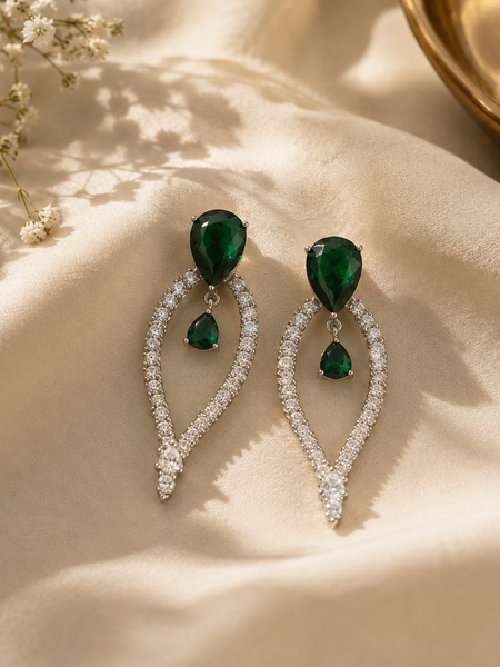 Emerald Halo Statement Earrings
