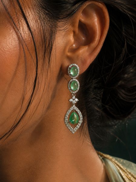 Serena Mint Crystal Drop Earrings