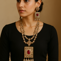 Regal Ruby Kundan Heritage Necklace Set