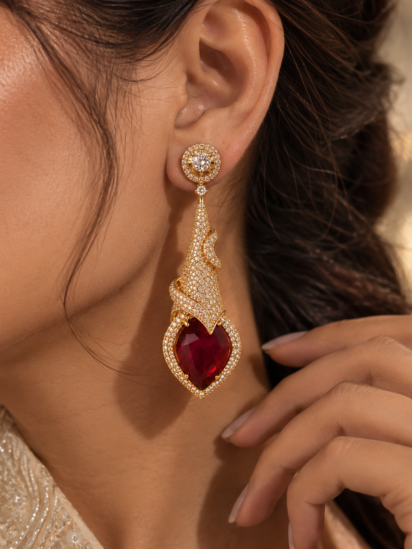 Mehr Ruby Sculptural Drop Earrings