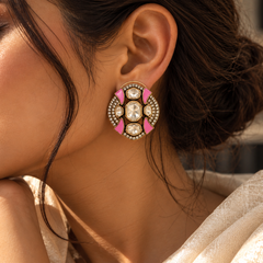 Gulabi Noor Kundan Stud Earrings