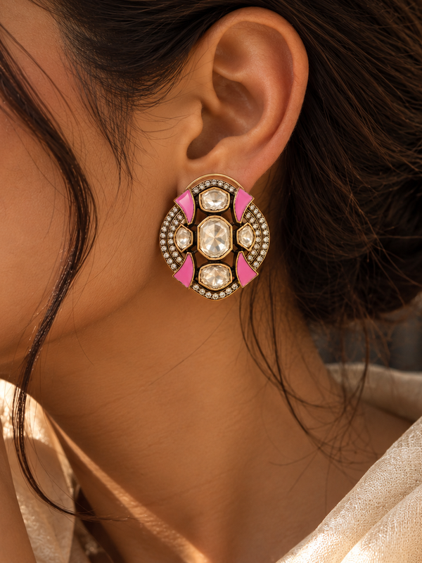 Gulabi Noor Kundan Stud Earrings