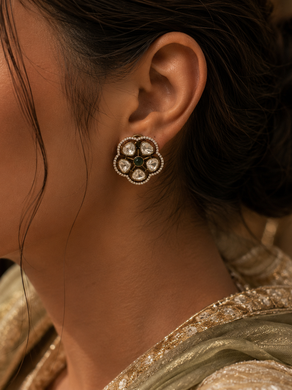 Meher Emerald Polki Studs