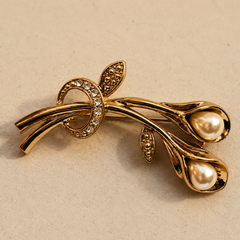 Golden Calla Pearl Brooch