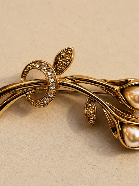 Golden Calla Pearl Brooch