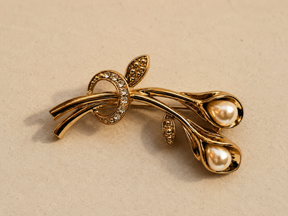 Golden Calla Pearl Brooch