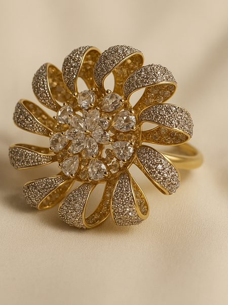 Radiant Floral Diamond-Style Cocktail Ring