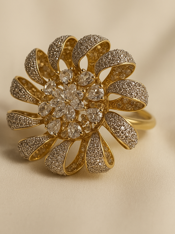 Radiant Floral Diamond-Style Cocktail Ring