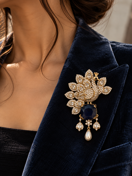 Neel Mayura Brooch