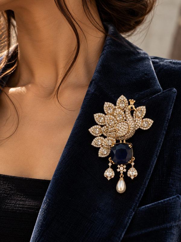 Neel Mayura Brooch