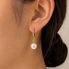 Luna Pearl Drop Hoops