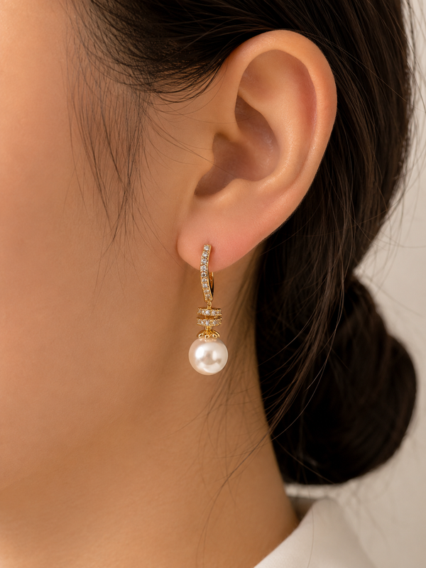 Luna Pearl Drop Hoops