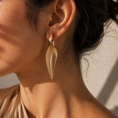 Elara Sculpted Leaf Earrings