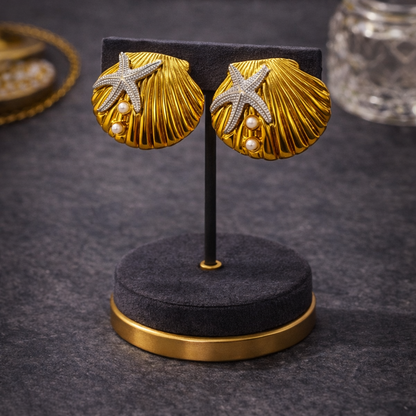 Marina Shell & Starfish Statement Stud Earrings