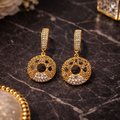 Zaria Filigree Disc Drop Earrings