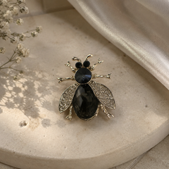Midnight Beetle Crystal Brooch
