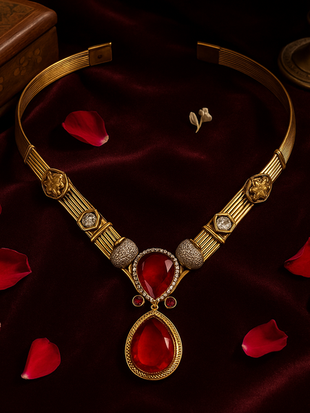 Aarunya Ruby Regal Necklace Set