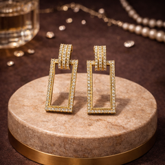 Luxe Frame Gold-Plated Drop Earrings