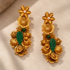 Gulbahar Emerald Floral Choker & Earrings Set