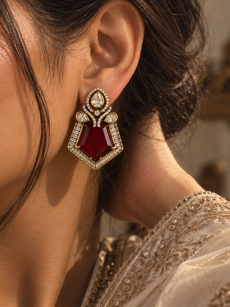 Zaira Ruby Deco Studs