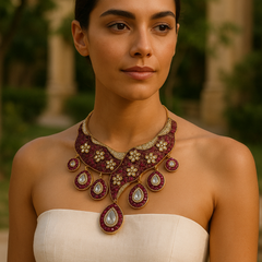 Maharani Gulzar Ruby Kundan Necklace Set