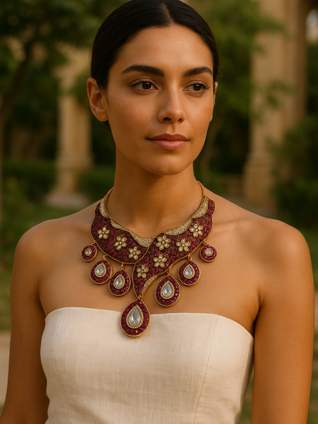 Maharani Gulzar Ruby Kundan Necklace Set