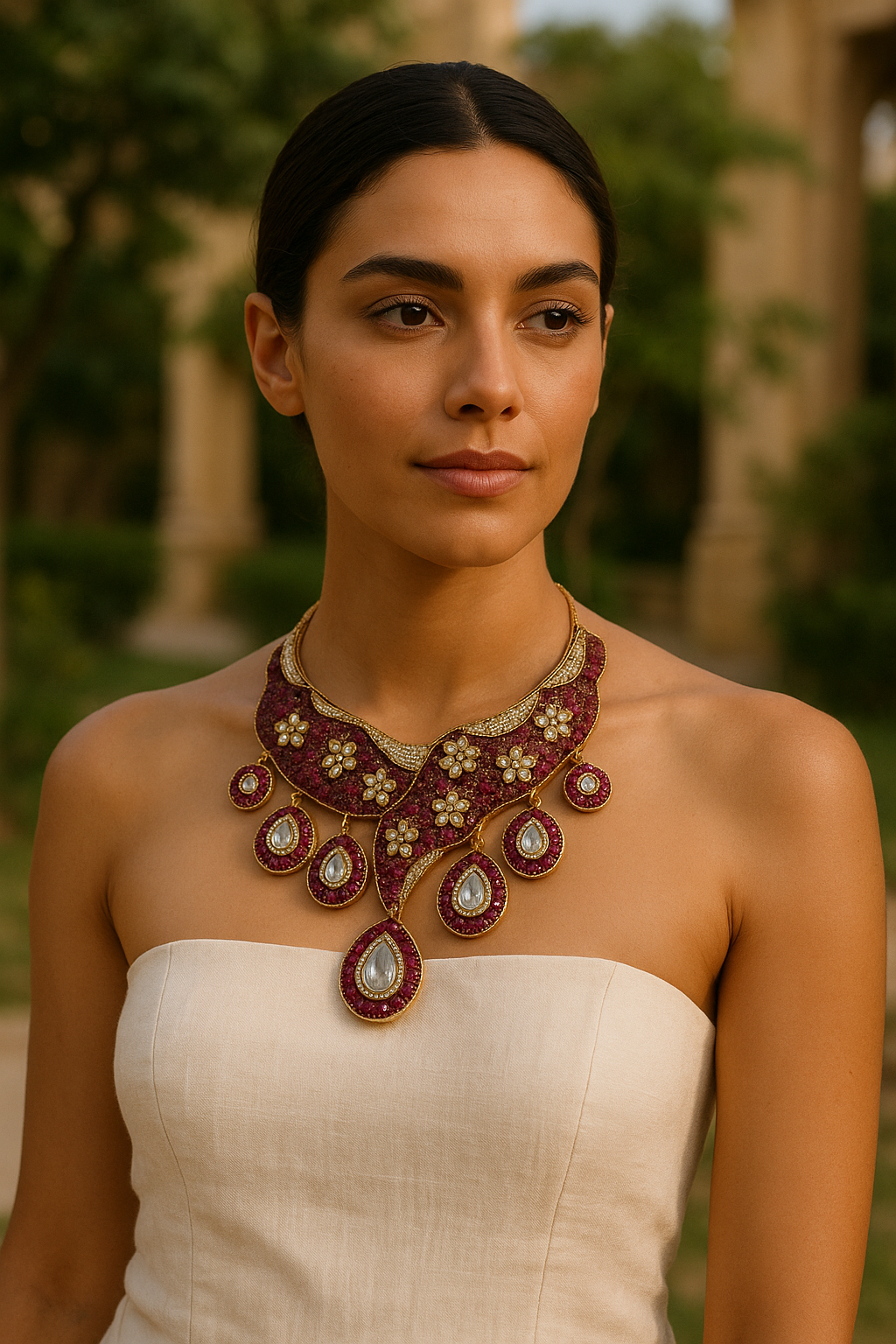 Maharani Gulzar Ruby Kundan Necklace Set