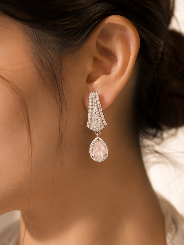 Elara Blush Crystal Drop Earrings