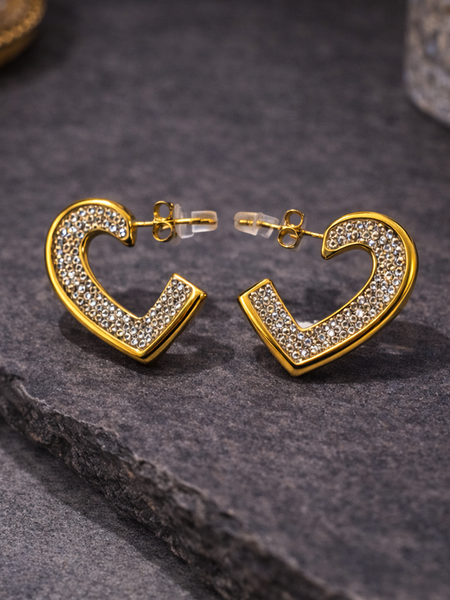 Amour Crystal Heart Stud Earrings