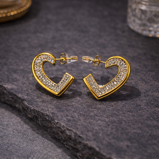 Amour Crystal Heart Stud Earrings