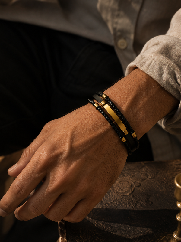 The Noir Layered Bar Bracelet