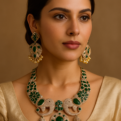Majestic Emerald Elephant Motif Choker Set