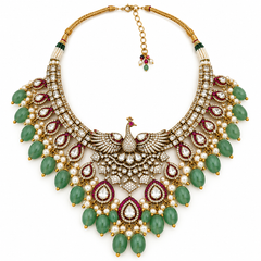 Mayura Mint Polki Statement Necklace Set