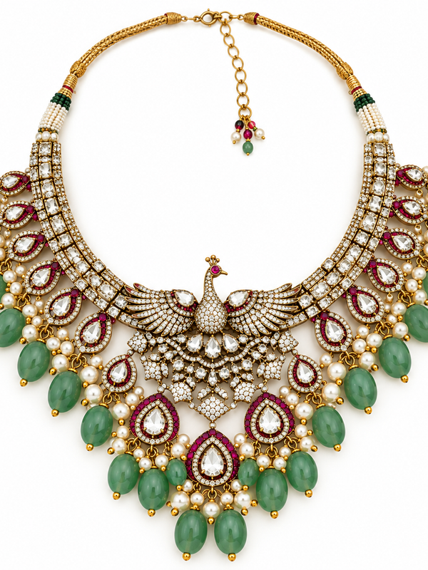 Mayura Mint Polki Statement Necklace Set