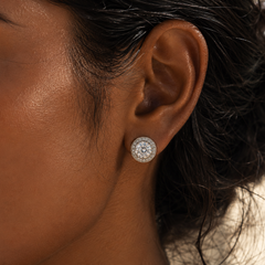 Halo Solitaire Stud Earrings