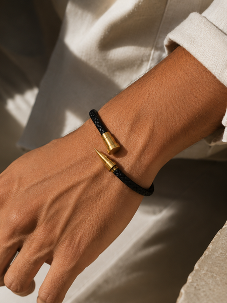 The Gold Nail Leather Bracelet