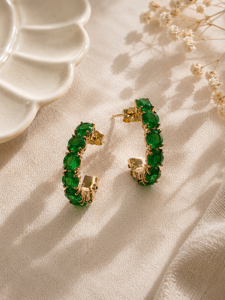 Verde Luxe Emerald Huggie Earrings