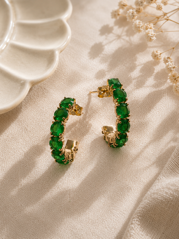 Verde Luxe Emerald Huggie Earrings
