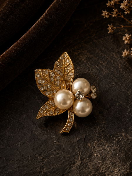 Pearl Garden Gold Brooch
