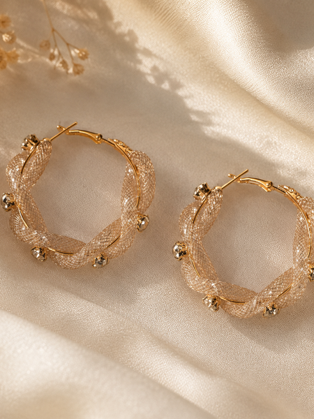 Liora Crystal Mesh Hoop Earrings