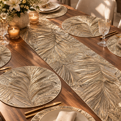 Golden Canopy Dining Set – 1 Runner + 6 Table Mats