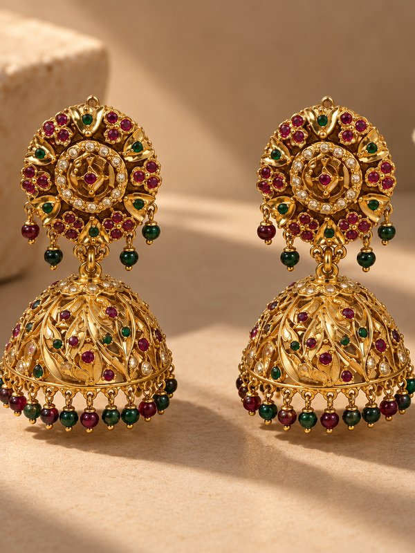 Rajkumari Navratan Jhumka Earrings