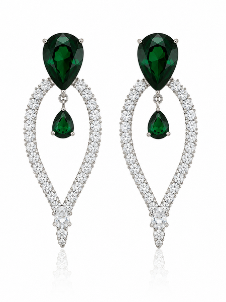 Emerald Halo Statement Earrings